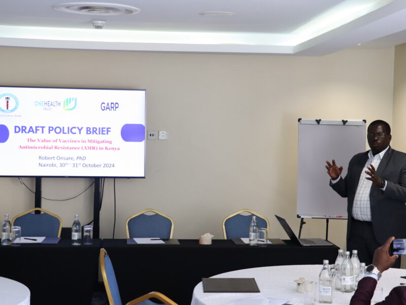 Dr. Robert Onsare presenting the draft policy brief