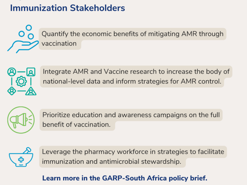 Top Recommendations to Leverage Vaccines in the Fight to Control AMR in South Africa for AMR and Immunization Stakeholders