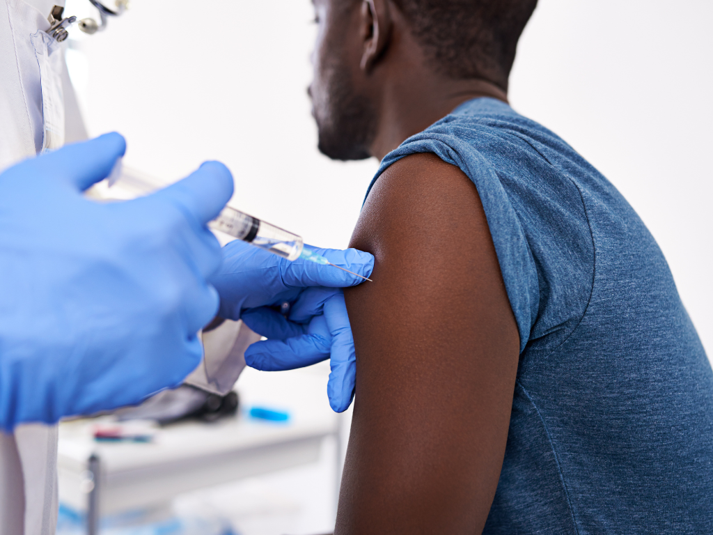 A person getting vaccinated